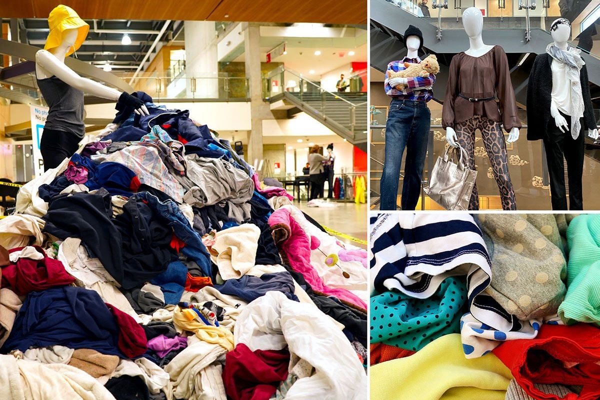 A fashion display that showcases textiles recovered from landfills.