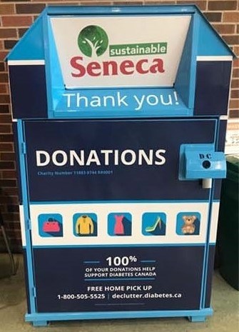 A clothing donation bin