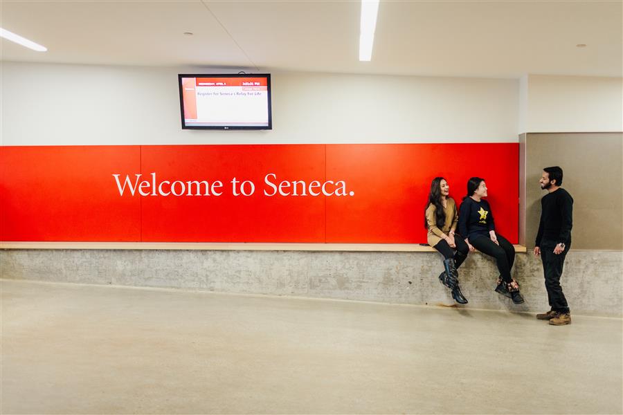 Students at welcome sign