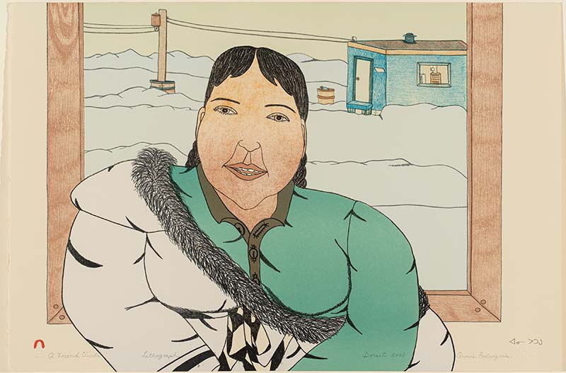 Annie Pootoogook was born in Kinngait (Cape Dorset), NU, in 1969 to a family of artists. Pootoogook’s rise to prominence in the Canadian and international contemporary art scenes was swift. She went from being relatively unknown (with the exception of her community) in the early 2000s to having a solo exhibition at the Power Plant in Toronto, ON in 2006 - the first dedicated to an Inuit artist in the institution’s history. Pootoogook&#39;s drawings, including &quot;A Friend Visits&quot;, provide clever, humorous and tender insights into her daily life.