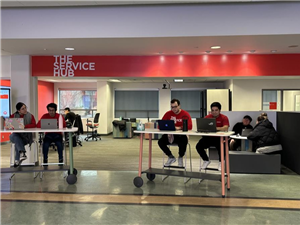 The Service Hub located at Seneca@York campus, Stephen E. Quinlan Building, welcome desk