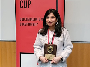 Paralegal student Ruhi Kazmi finished second in the Osgoode Cup Distinguished Oralist category. The Osgoode Cup is Canada’s largest undergraduate mooting competition.